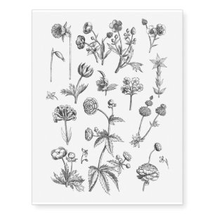 Black and White Flower Pack Temporary Tattoos