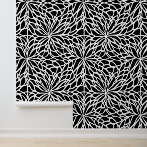 Black And White Flower Pattern Wallpaper