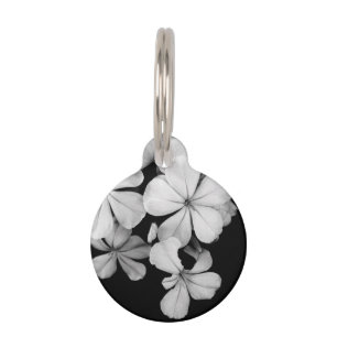 Black and White Flower Photography Pet ID Tag