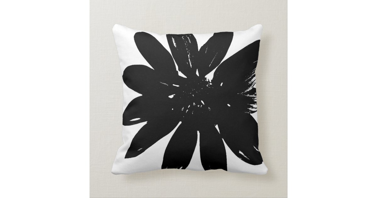 Black and White Flower Pillow