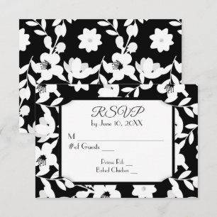 Black and White Flower RSVP Card