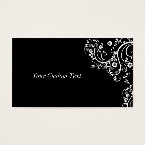 Black and White Flower Scroll Business Card Template
