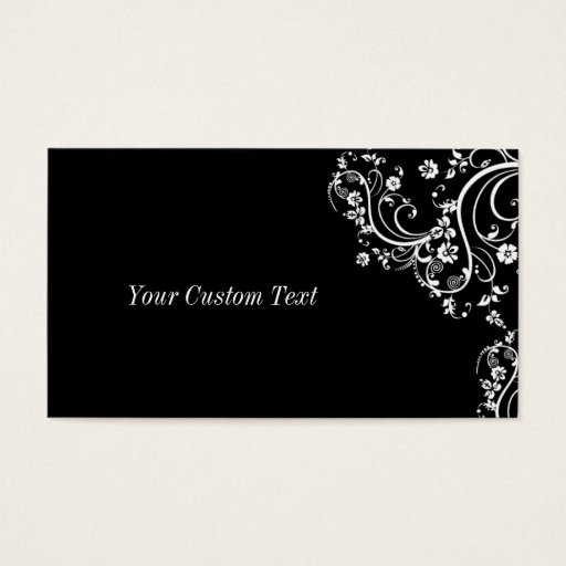 Customizable Black and White Flower Scroll Business Card Template