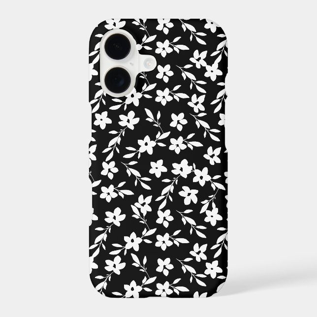 Black and White Flower Silhouettes iPhone Case (Back)