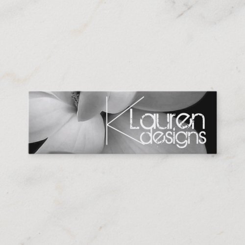 black and white flower skinny business card
