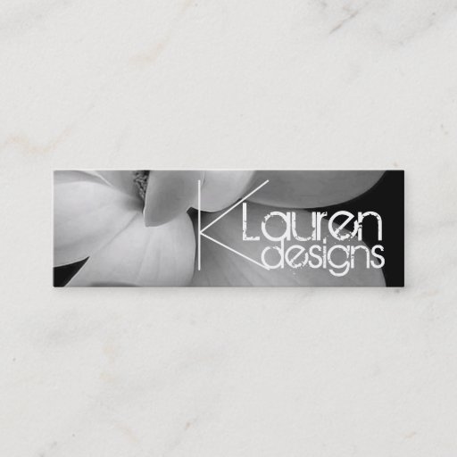 Customizable black and white flower skinny business card