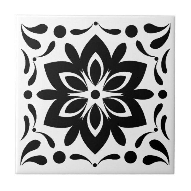Black and White Flower tiles (Front)