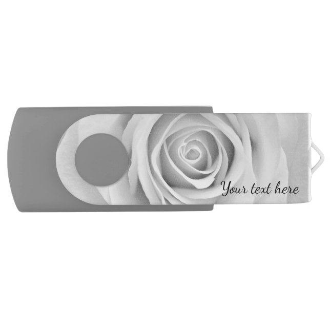Black and white flower USB swivel flash drive 8GB (Front)
