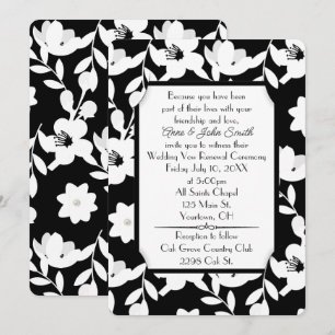 Black and White Flower Vow Renewal Invitation