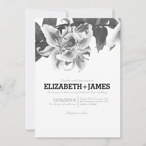 Black And White Flower Wedding Invitations