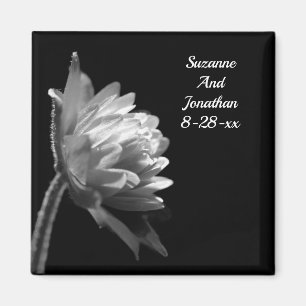 Black And White Flower Wedding  Magnet