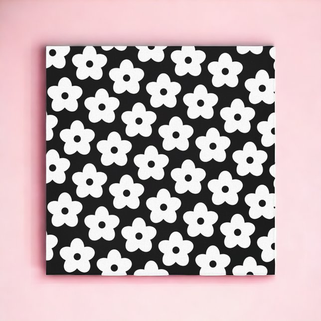 Black and White Flower Y2K Pattern Canvas Print (Creator Uploaded)