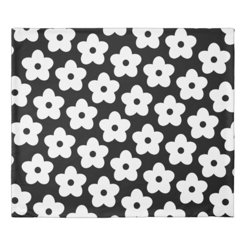 Black and White Flower Y2K Pattern Duvet Cover