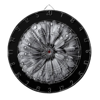 Black And White Flowers 10 Dart Board