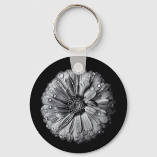 Black And White Flowers 10 Keychain