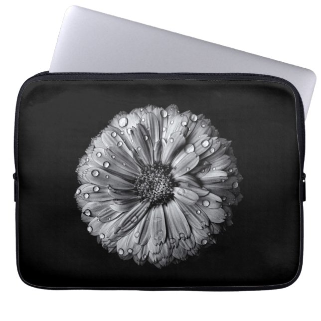 Black And White Flowers 10 Laptop Sleeve (Front)