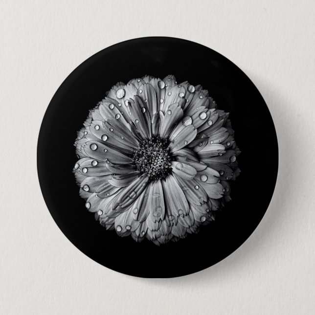 Black And White Flowers 10 Pinback Button (Front)
