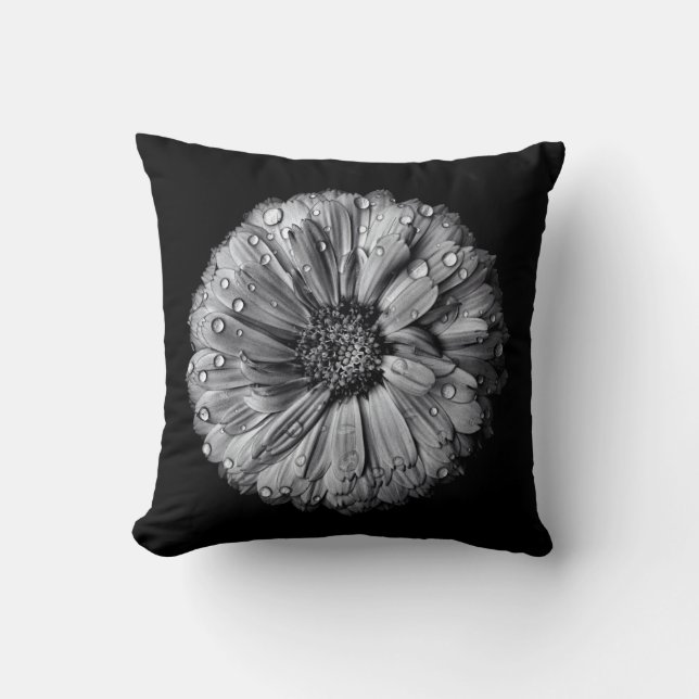 Black And White Flowers 10 Throw Pillow (Front)
