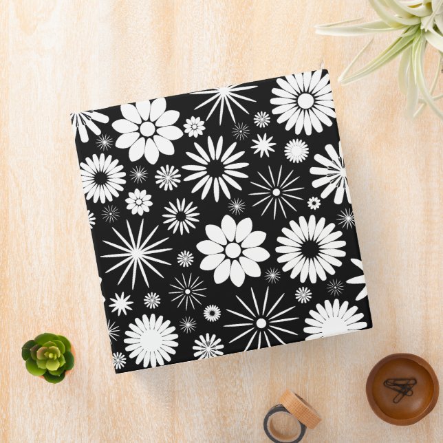 Black and White Flowers 2 Inch 3 Ring Binder (In Situ)
