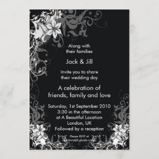 Black and White Flowers 5x7 Invitation
