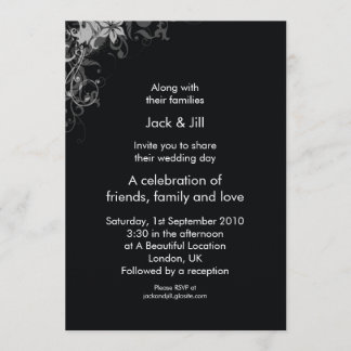 Black and White Flowers 5x7 Invitation