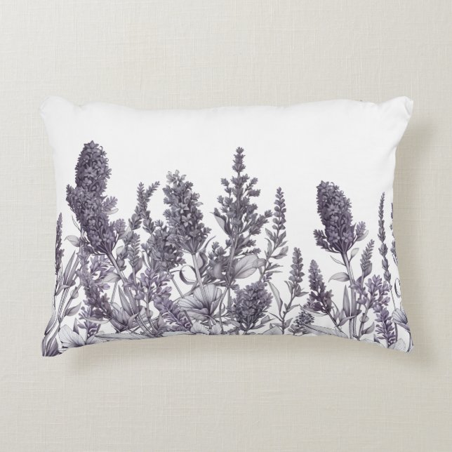 Black and White Flowers Accent Pillow (Front)
