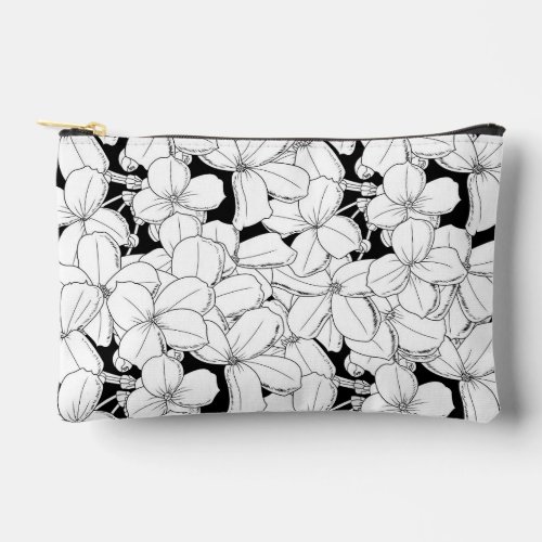 Black and White Flowers Accessory Pouch