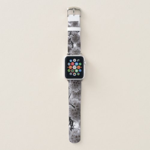 Black and White FLowers Apple Watch Band