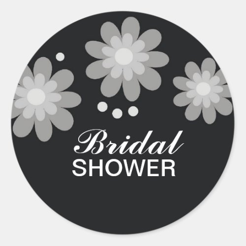 Black And White Flowers Bridal Shower Favors Seals