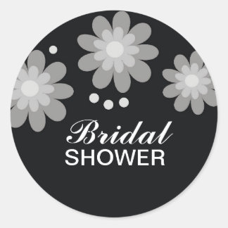 Black And White Flowers Bridal Shower Favors Seals