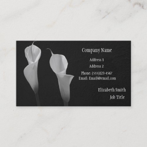Black and White Flowers Buiness Card Business Card