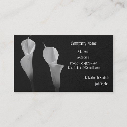 Customizable Black and White Flowers Buiness Card Business Card