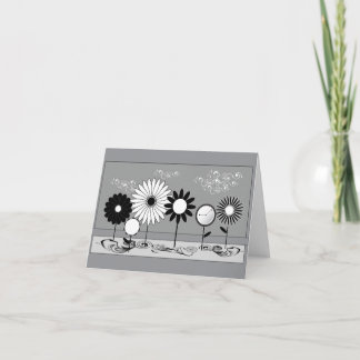 Black and White Flowers Card