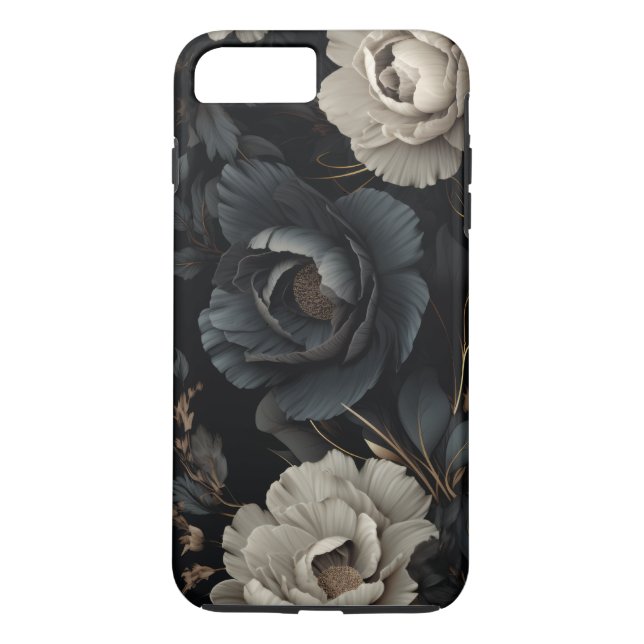 Black and White Flowers Case-Mate iPhone Case (Back)