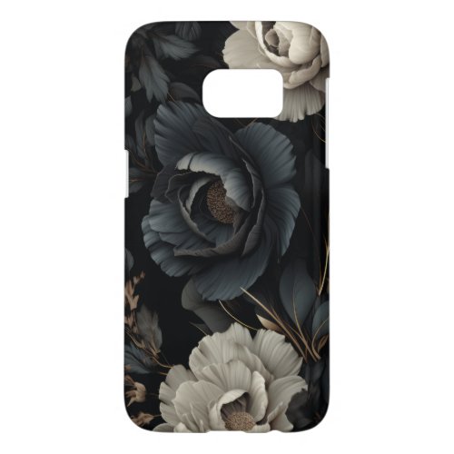 Black and White Flowers Samsung Galaxy S7 Case