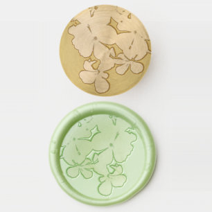 Black and white flowers close-up wax seal stamp