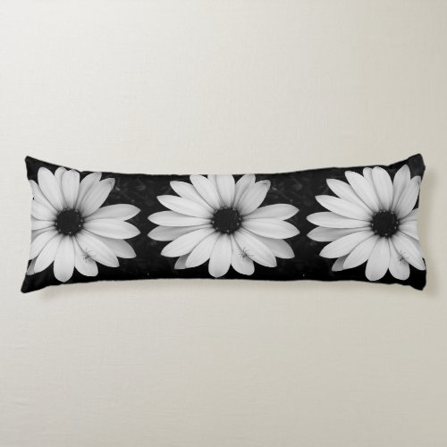 black and white flowers design Body Pillow