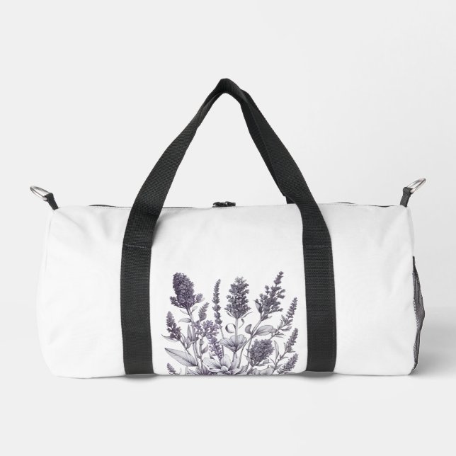 Black and white flowers duffle bag (Front)