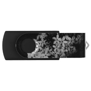 Black and White Flowers Flash Drive