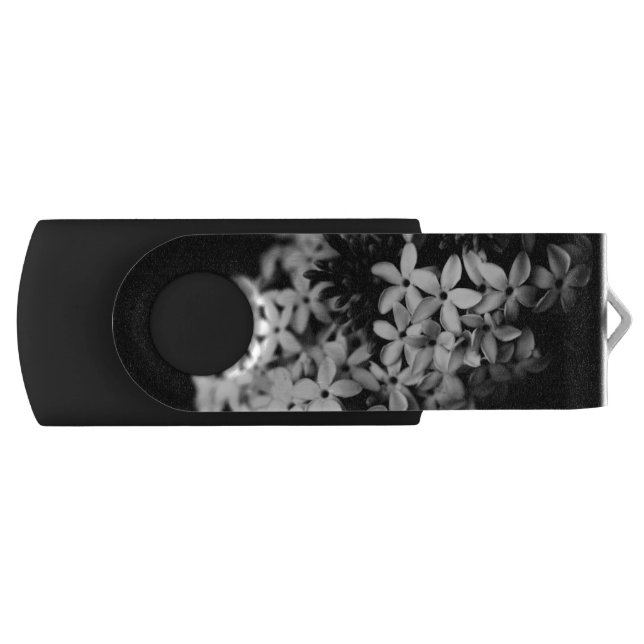 Black and White Flowers Flash Drive (Front)