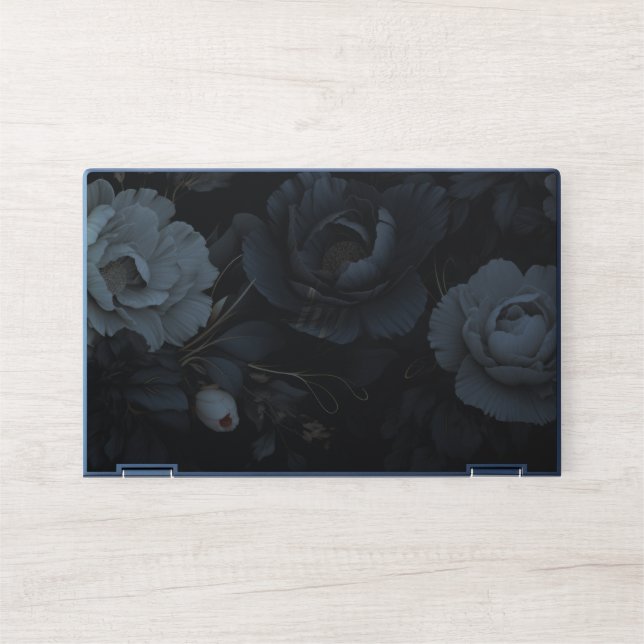 Black and White Flowers HP Laptop Skin (Front)
