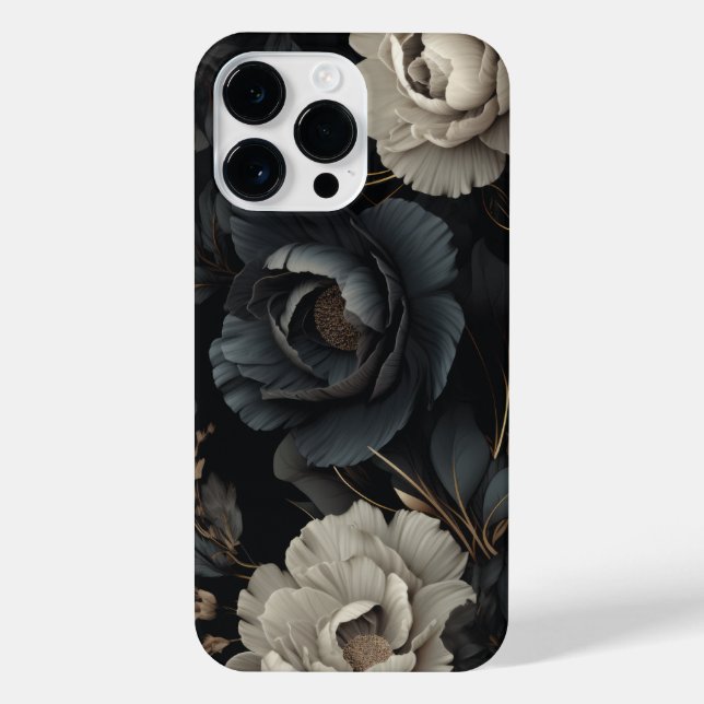 Black and White Flowers iPhone Case (Back)