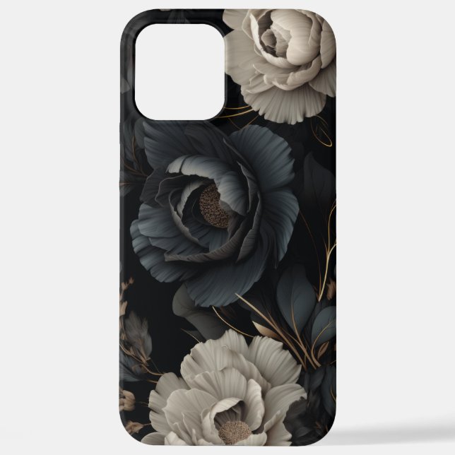 Black and White Flowers iPhone Case (Back)