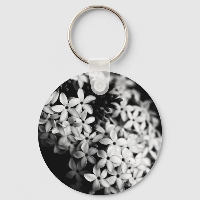 black and white flowers keychain (Front)