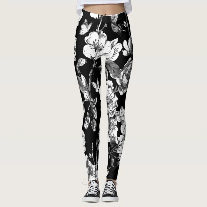 black leggings with flowers