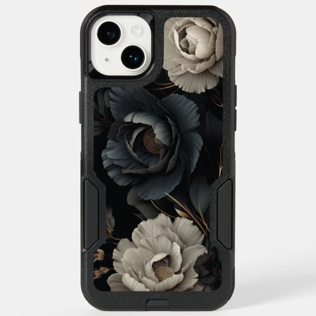 Black and White Flowers Otterbox iPhone Case (Back)