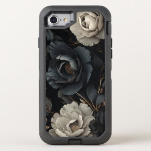 Black and White Flowers OtterBox Defender iPhone SE/8/7 Case