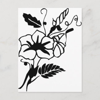 Black and White Flowers Postcard