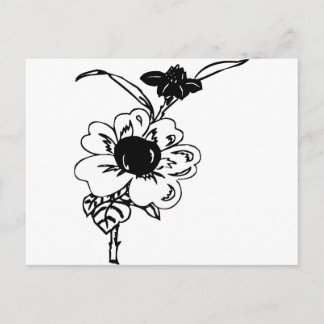 Black and White Flowers Postcard