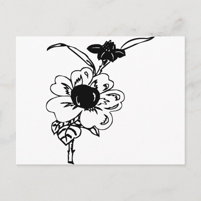 Black and White Flowers Postcard (Front)